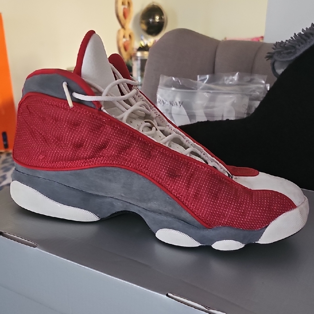 Jordan Red and Gray Athletic Shoes with Premium Suede